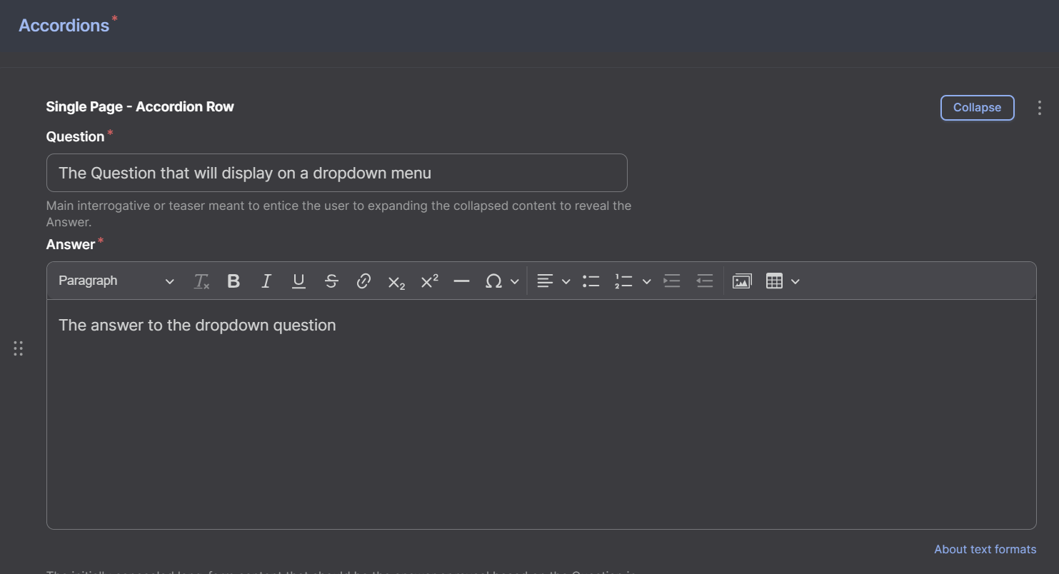 Question and Answers of Accordion Block Screenshot