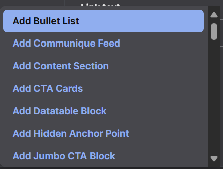 Add Bullet List Option Screenshot