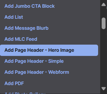 Add Page - Header - Hero Image Highlighted Screenshot