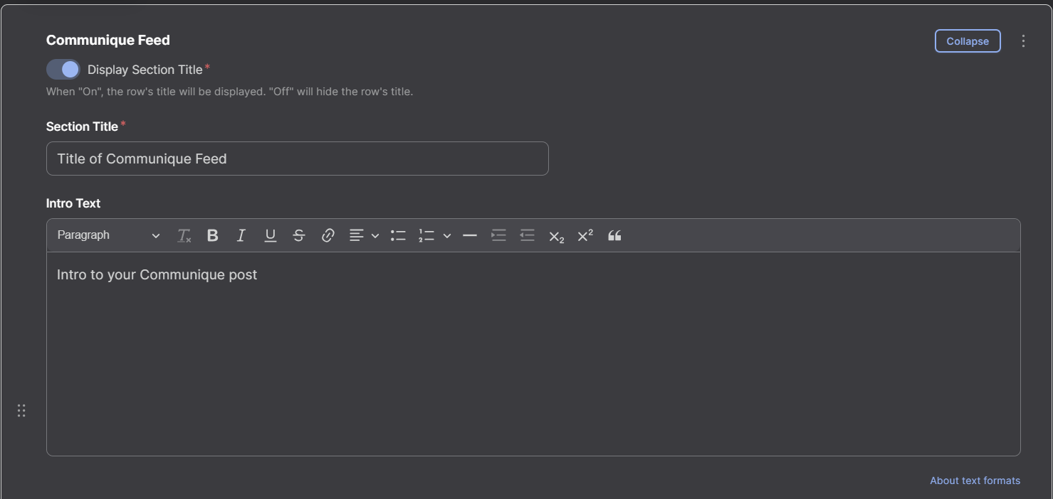 Introduction to Communique Feed Screenshot