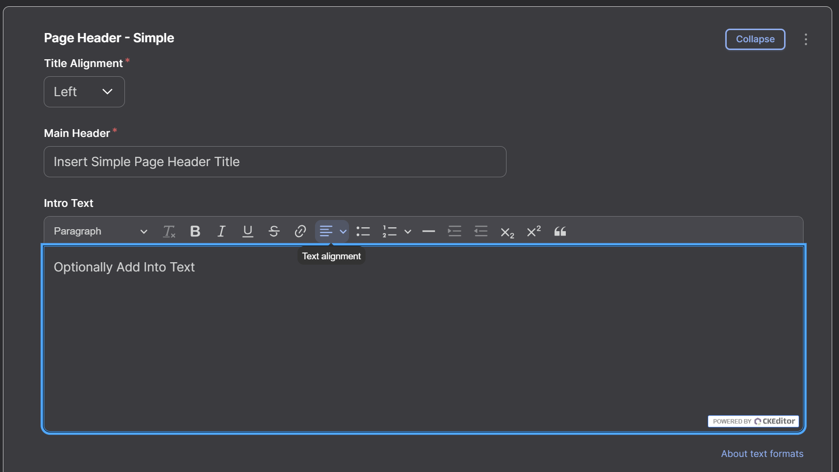 Picture of Main Header and Into Text of Page Header - Simple Block