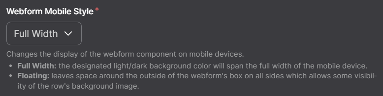 Screenshot of Webform Mobile Style Option