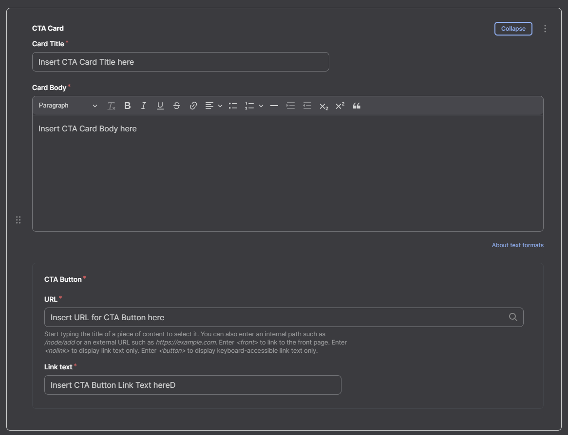 Screenshot of CTA Cards Style Full - Text Only