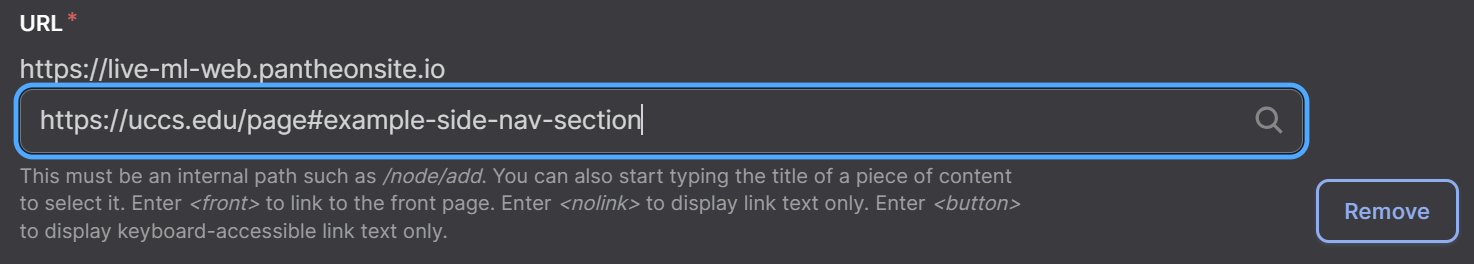 Screenshot of Example Side Nav Section Anchor