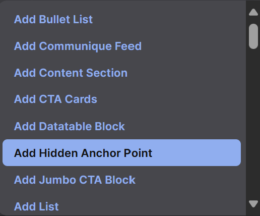 Screenshot of Add Hidden Anchor Point Option