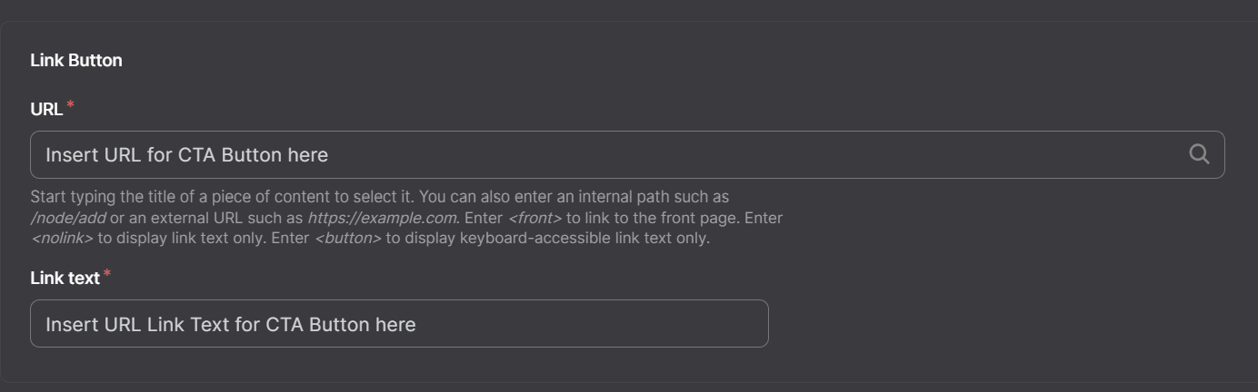 Screenshot of List URL and Link Text Option