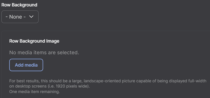 Screenshot of List Row Background and Background Image Options