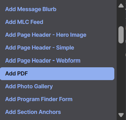 Screenshot of Add PDF Option