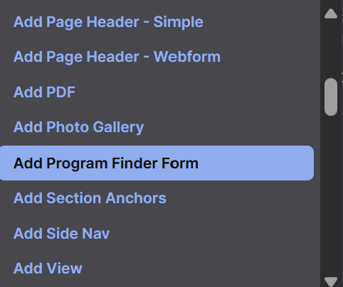 Screenshots of Add Program Finder Form