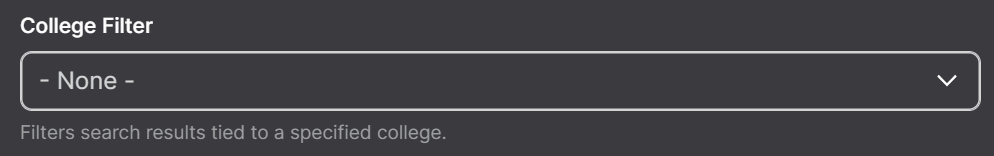 Screenshot of Program Finder Form College Filter Option