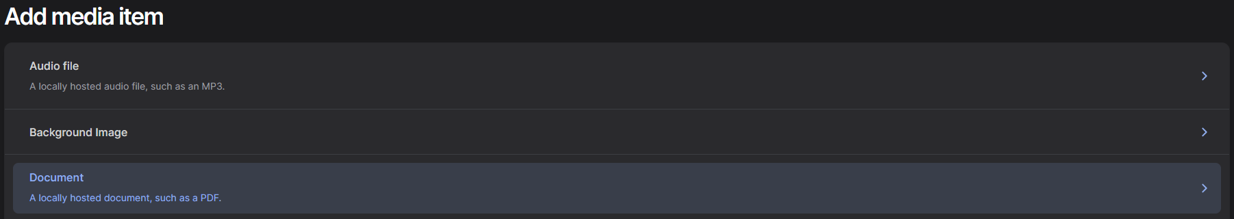 Screenshot of Add Media Add Document Option 