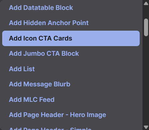 Add Icon CTA Cards in Dropdown