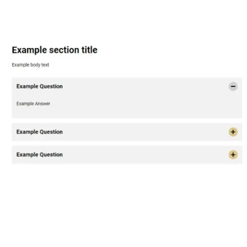 Example Accordion Block with example text in each field 