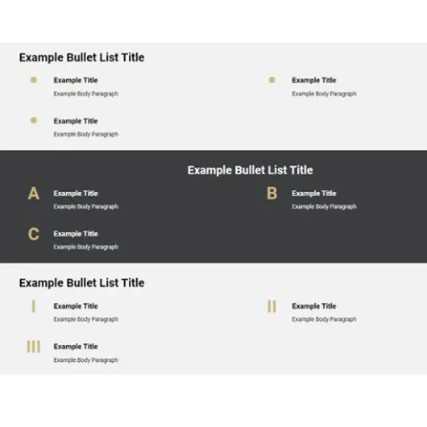 Example Bullet Lists with example texts and titles