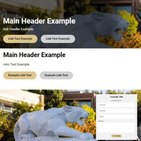 Examples of page headers with example images and texts