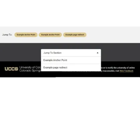 Example of Section Anchors with example buttons and text 