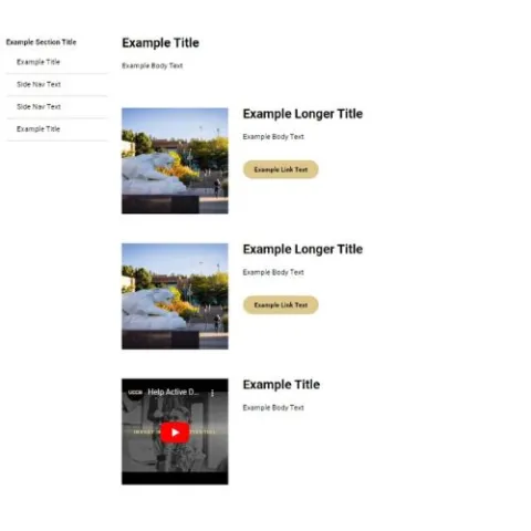 Example Side Nav row with example text and images 