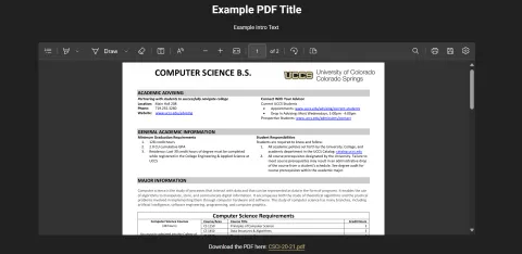 Example of PDF Example page with example text and PDF
